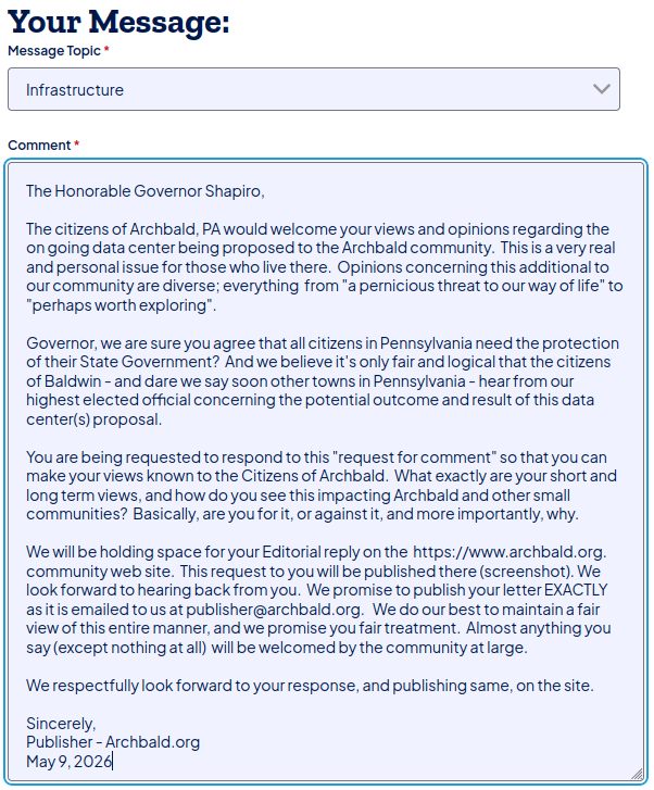 Letter to Governor Josh Shapiro